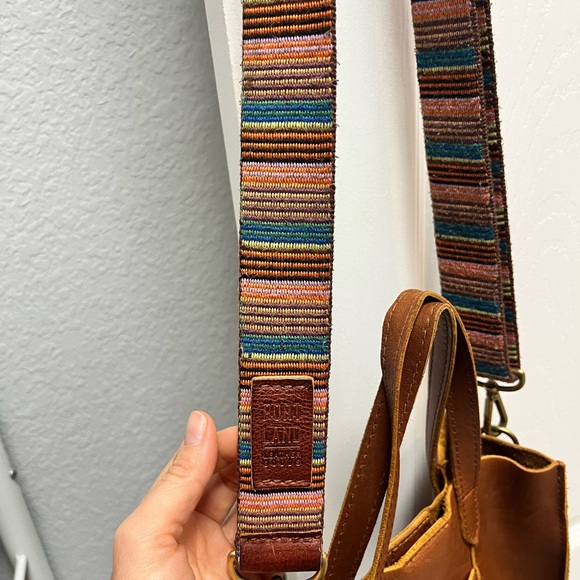 Portland Leather Honey Brown Crossbody Tote - Picture 4 of 7